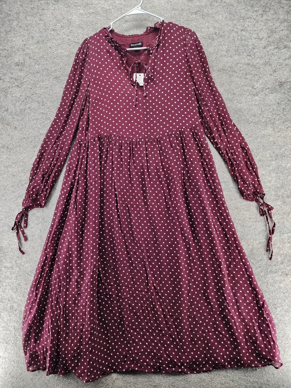 Whistles Dress Womens 6 V Neck Red Polka Dot Long